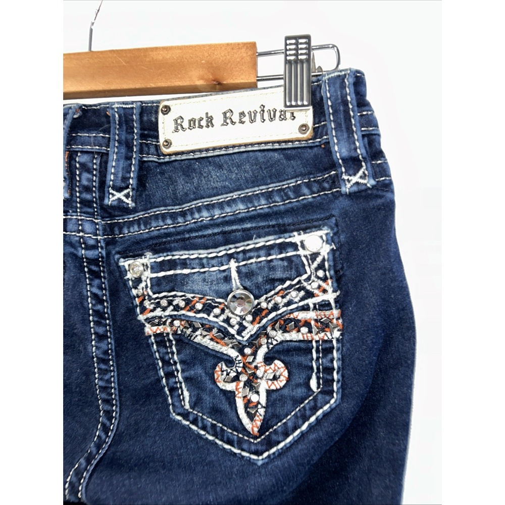 Women's Rock Revival NICCI Mid Rise Skinny Jeans Color Stitching NO Pilling 25